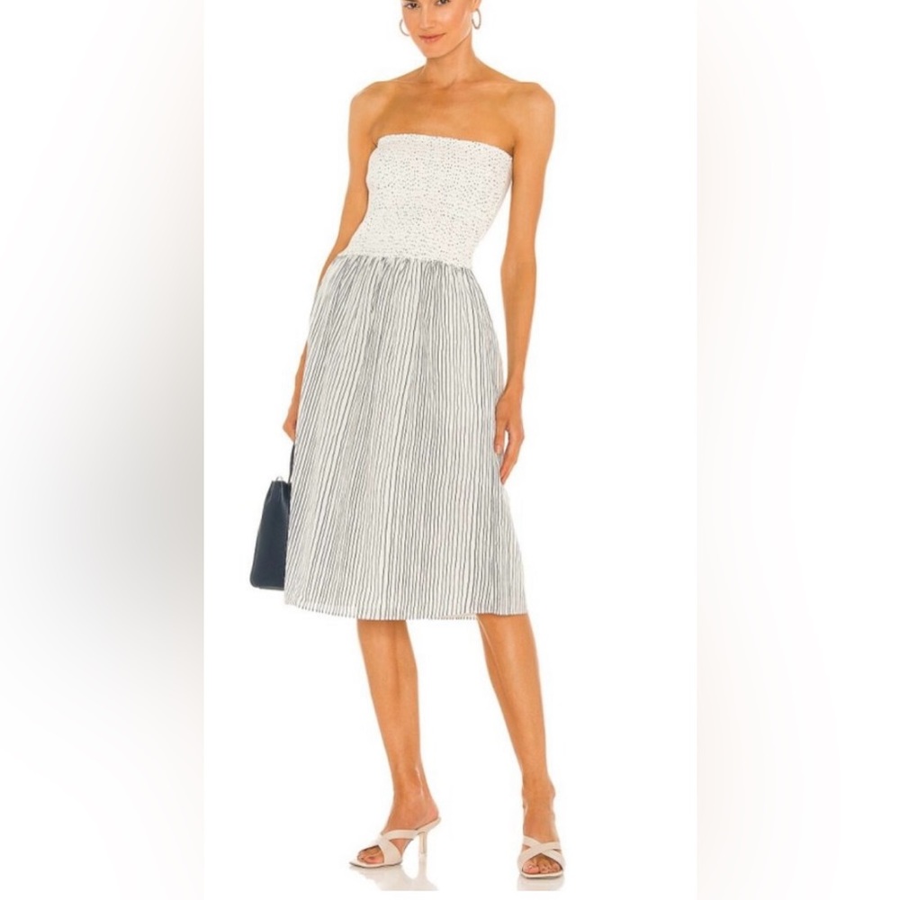 RAG & BONE ASTER PINSTRIPE STRAPLESS DRESS IN WHITE NWOT